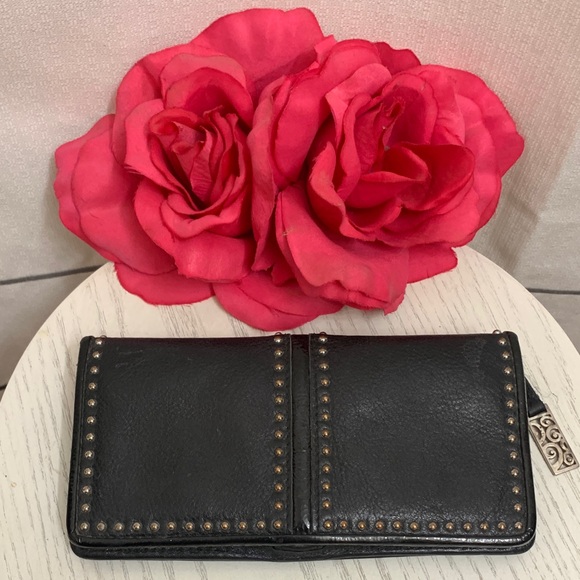 Brighton Leather Wallet Black with Silver Studded Design - Picture 11 of 11